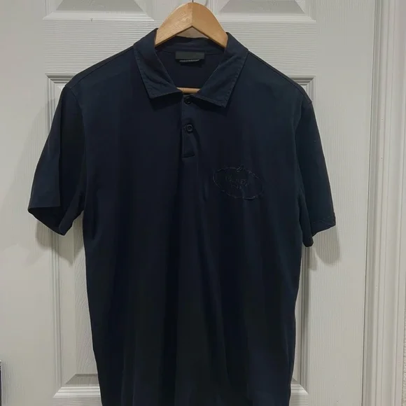 Men’s Prada Button Up Shirt Top Polo Navy Blue - Picture 1 of 5